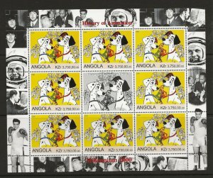 Thematic Stamps Disney, Angola  1999 History of Animation sheet of 8  MNH