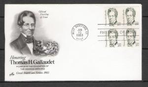 US #1861 Gallaudet FDC