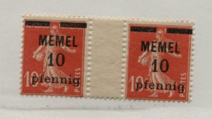 MEMEL LITHUANIA SCOTT 19 MNH  MICHEL 19X2W GUTTER PAIR 380 EURO