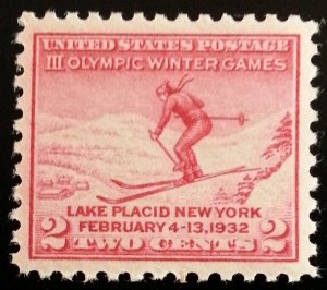 United States; #716 Olympics Lake Placid Skiing 2c 1932; Mint Never hinged MNH