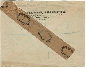 Sudan 1935 Khartoum cancel on registered, airmail cover to England