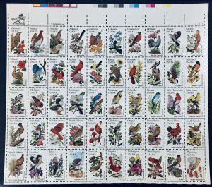 United States #1953A-2002A 20¢ State Birds and Flowers (1982). Full sheet. MNH