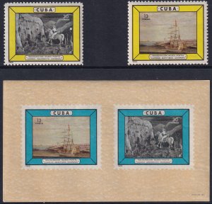 Sc# 933 / 935 Cuba 1965 Painting souvenir sheet with full set MNH CV: $13.50