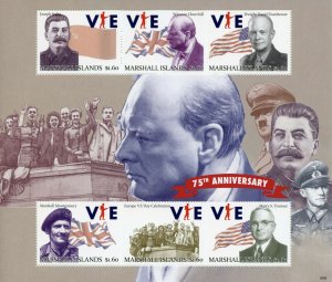 Marshall Islands Military Stamps 2020 MNH WWII WW2 VE Day Churchill Stalin 6v MS 