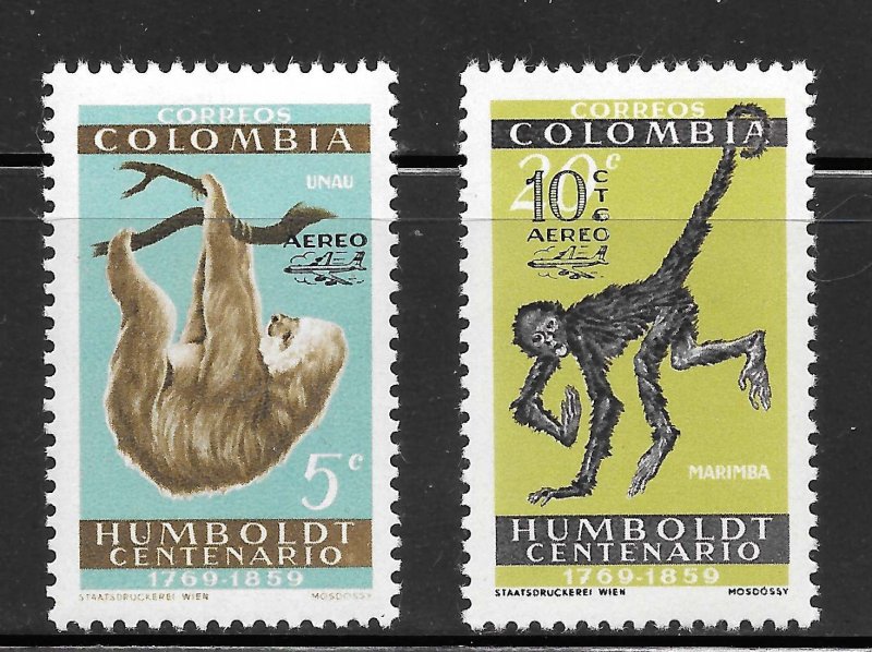 Colombia Scott C411,C413 MNHOG - 1961 Aereo Surcharged O/Ps - SCV $0.70