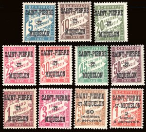 Scott #J10-20 France Overprints MNH