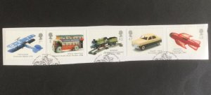 GB 2003.  Classic Toys - transport. Set of 5 used stamps. Ex FDC. On paper.