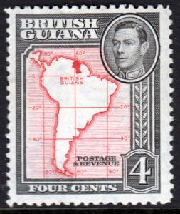 British Guiana KGVI 1938 4c Scarlet Black SG310 Mint Lightly Hinged