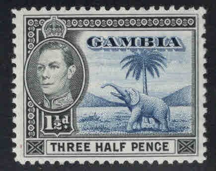 GAMBIA Scott 134A  MH* KGVI Elephant stamp 1946