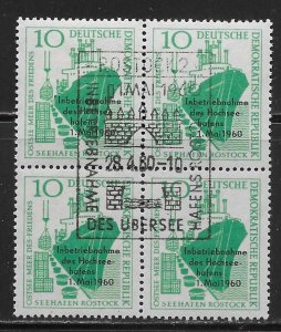 Germany DDR 500 Rostock Seaport Block of 4 CTO NH