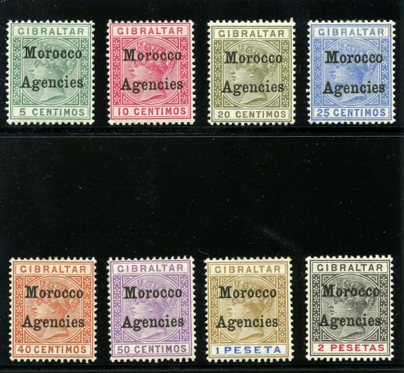 Morocco Agencies 1899 QV set complete MLH. SG 9-16. Sc 12-19.