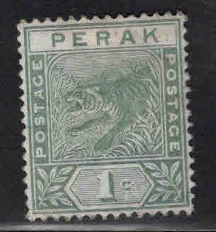 MALAYA Perak Scott 42 MH*  tiger stamp from 1892