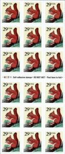 1993 29c Red Squirrel, SA, Pane of 18 Scott 2489a Mint F/VF NH