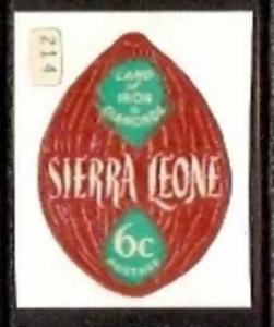 Sierra Leone 6c Odd Shaped Palm Kernel Fruit Tree Die Cut Self Adhesive MNH  ...