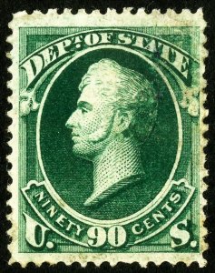 US Stamps #O67 Department of State Official 90c XF OG MH Scott Value $1,050.00 