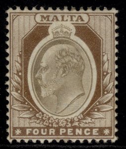 MALTA EDVII SG43, 4d blackish brown & brown, M MINT. Cat £26. 