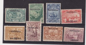 MADIERA 199-206 F-VF hinged OVERPRINT REPUBLICA