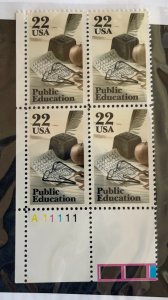 US 1985 Public Education  #2159 PLT BLOK OF 4 MINT