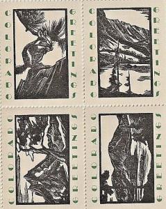 Superb Colorado Greetings, complete sheet of 6, US Poster Stamps.1930s.115x125mm