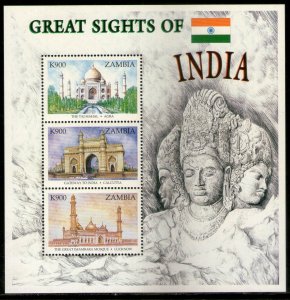 Zambia 1998 Taj Mahal Gateway of India Immambara Sc 726 Sheetlet MNH # 9599