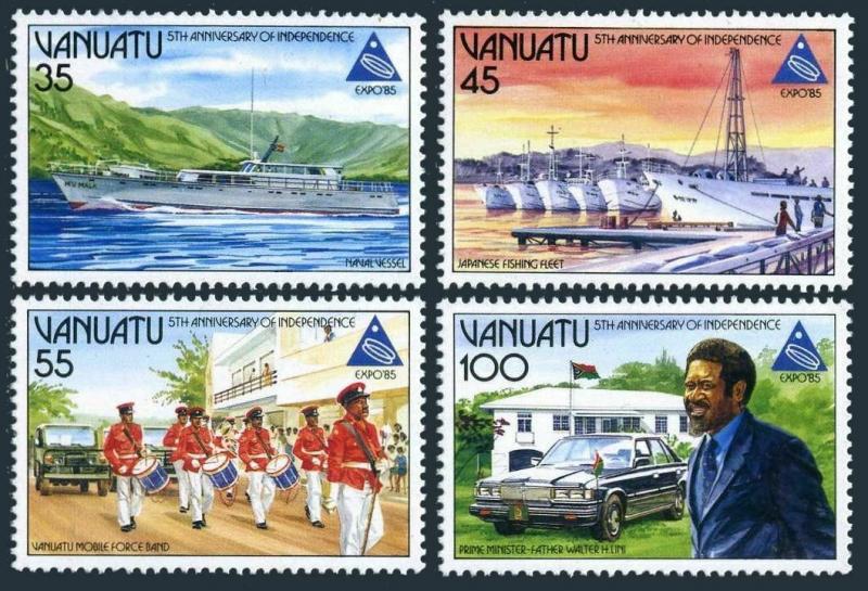 Vanuatu 397-400,400a,MNH.Michel 703-706,Bl.8. Patrol Boat,Fishing fleet,Port,