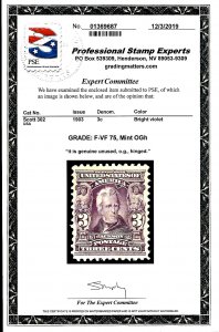 302 F/VF 75, MINT OGh Grade