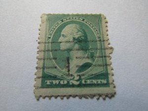USA stamp, Scott #213, used, hinged, 2 cents, green George Washington 1883,