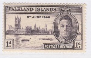 1946 British Colonies Falkland Islands Victory 1d MH* A23P47F13880-