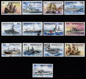 Barbados 1994-98 Ships, no date imprint, Part Set to $5 [Used]