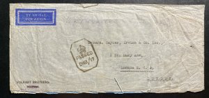 1945 Mormugao Portuguese India Volkart Bros Censored cover to London England