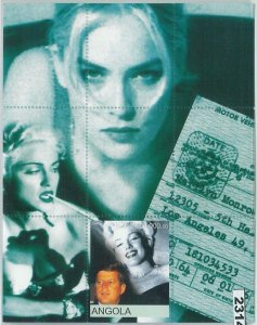 M2314 - 2000 ANGOLA, SOUVENIR SHEET: Cinema, Madonna, Sharon Stone, JF Kennedy