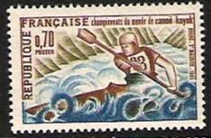 France #1254 Kayak on Isere River 1969 NH Cat. $.45