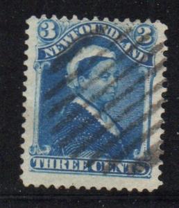 Newfoundland Sc 49 1896 3 c blue Victoria stamp used