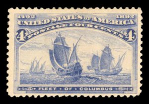 United States, 1893 Columbian Issue #233 Cat$55, 1893 4c ultramarine, hinged,...