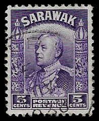 Sarawak #115 Used VLH; 5c Sir Charles Vyner Brooke (1934)