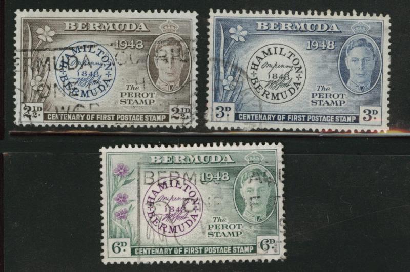 Bermuda Scott 135-137 Used postage stamp centennial set 1949