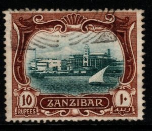 ZANZIBAR SG239 1908 10r BLUE-GREEN & BROWN FINE USED