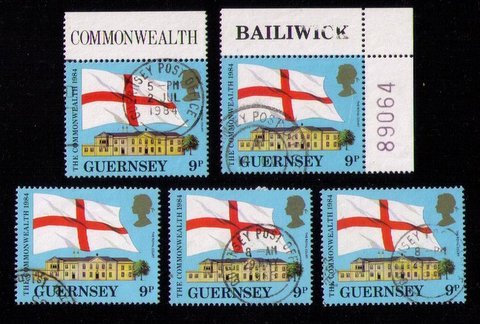 Guernsey Flags,1984 Sc  #279 x 5 Each Used One has P#89064 VF