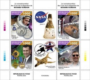 Chad - 2022 Astronaut Richard Gordon - 4 Stamp Sheet - TCH220250a