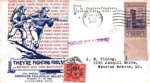 US PATRIOTIC COVER WW II THEY'RE FIGHTING FOOLS! CACHET APS CONV. 3c DUE 1942