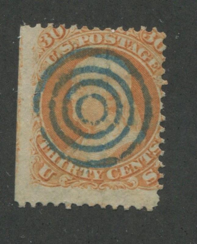 1861 US Stamp #71 30c Used Blue Canceled Average Faults Catalogue Value $200