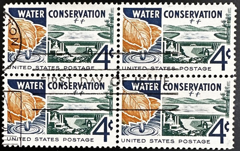 US #1150 Used VF Block of 4 (w/FD Cancel) 4c Water Conservation 1960 [BB249]