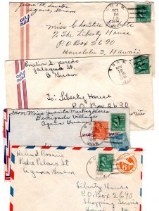 Guam to Hawaii 1945 Collection of 6 Different Commercial Airmail Covers