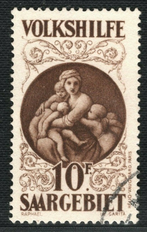 Germany SAAR Charity Scott.B15 10Fr+10Fr VOLKSHILFE (1928) CTO c$4,000 GREEN57 