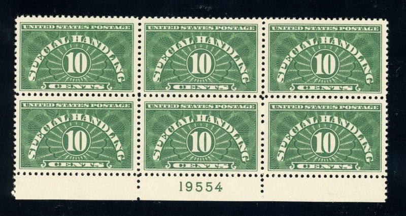 US Stamp #QE1 Special Handling 10c - Plate Block of 6 - MNH - CV $45.00