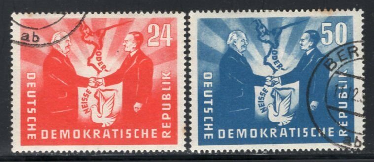 DDR GDR East Germany 1950 Poland Treaty Set of 2 Used CV$60