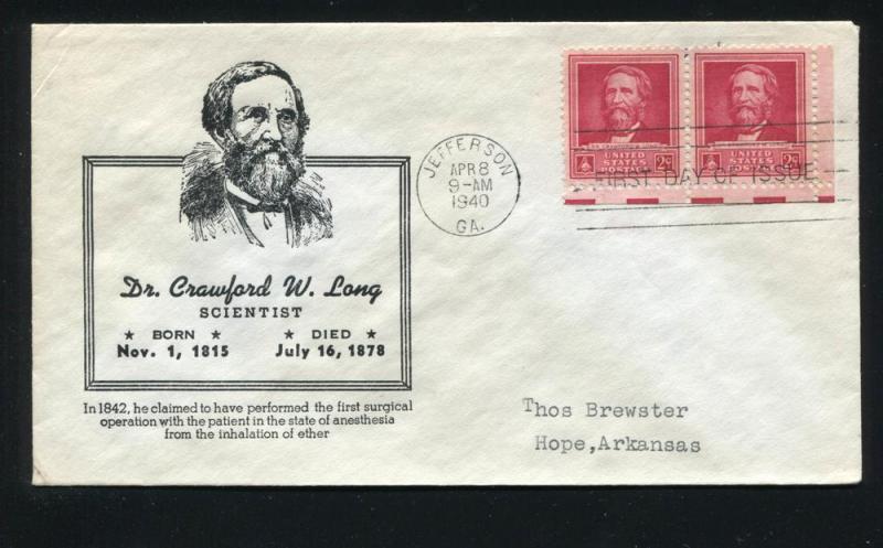 US 875 ADDR Crawford Long Famous American Cachet Craft