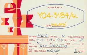 8640 Amateur Radio QSL Card ROMANIA GALATZI-