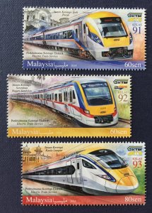 MALAYSIA 2018 Electric Train Service set of 3V MNH