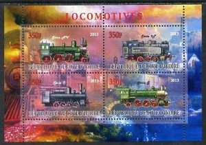 IVORY COAST - 2013 - Locomotives #1 - Perf 4v Sheet - MNH - Private Issue